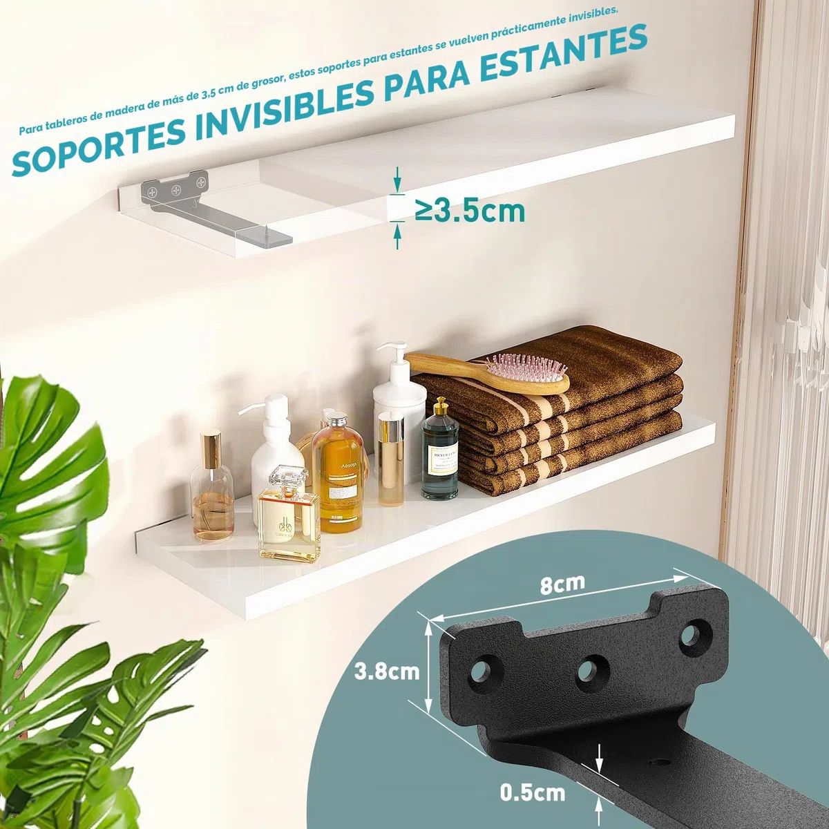 Yeabett 4 soportes para estanterías de 10 cm, metal con tornillos, capacidad de carga de 70 kg, color negro