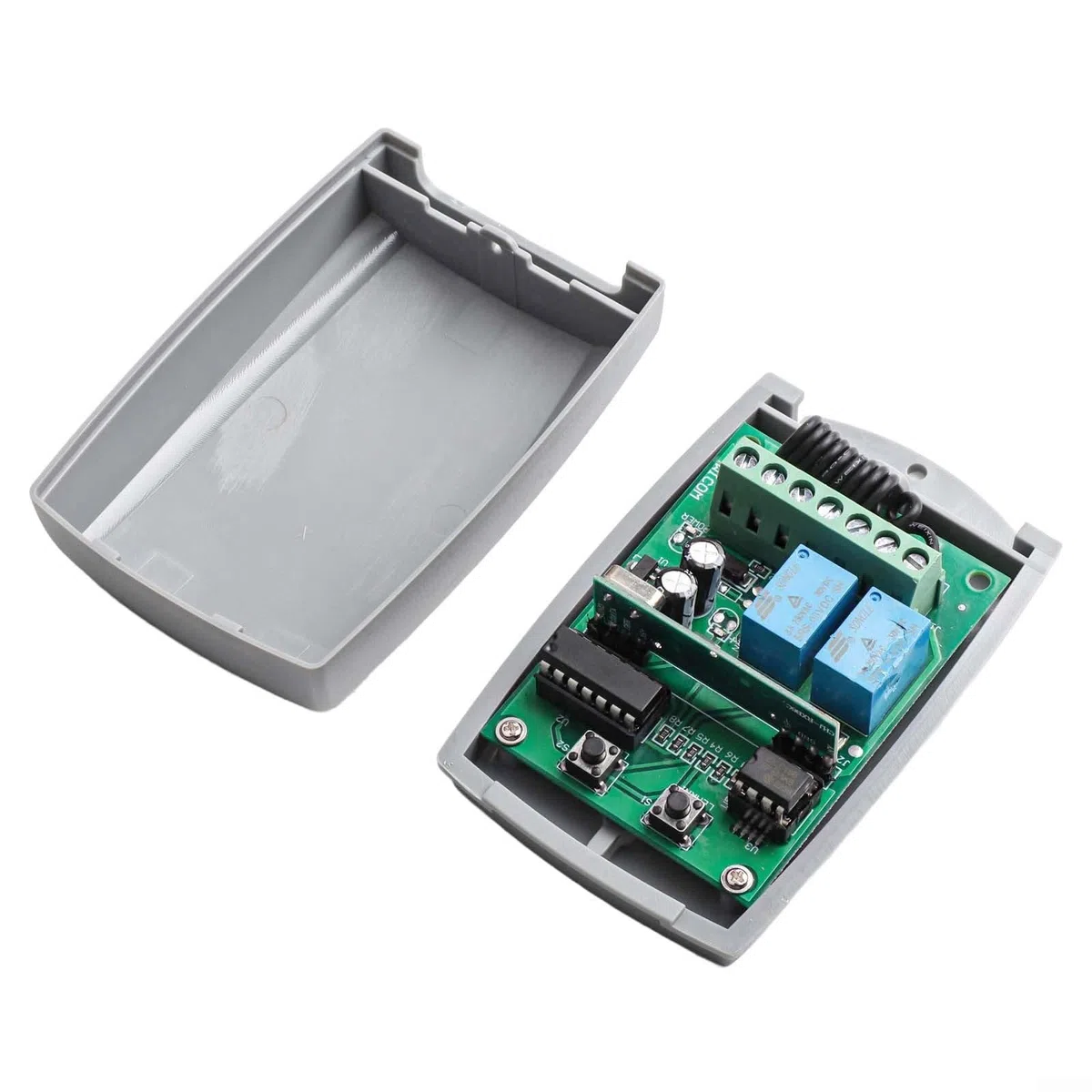 43392MHz Receptor de interruptor de control remoto inalámbrico de 2 canales 12 24 V para abridor de puerta de garaje Código fijo compatible con hasta 400 controles remotos Rendimiento estable