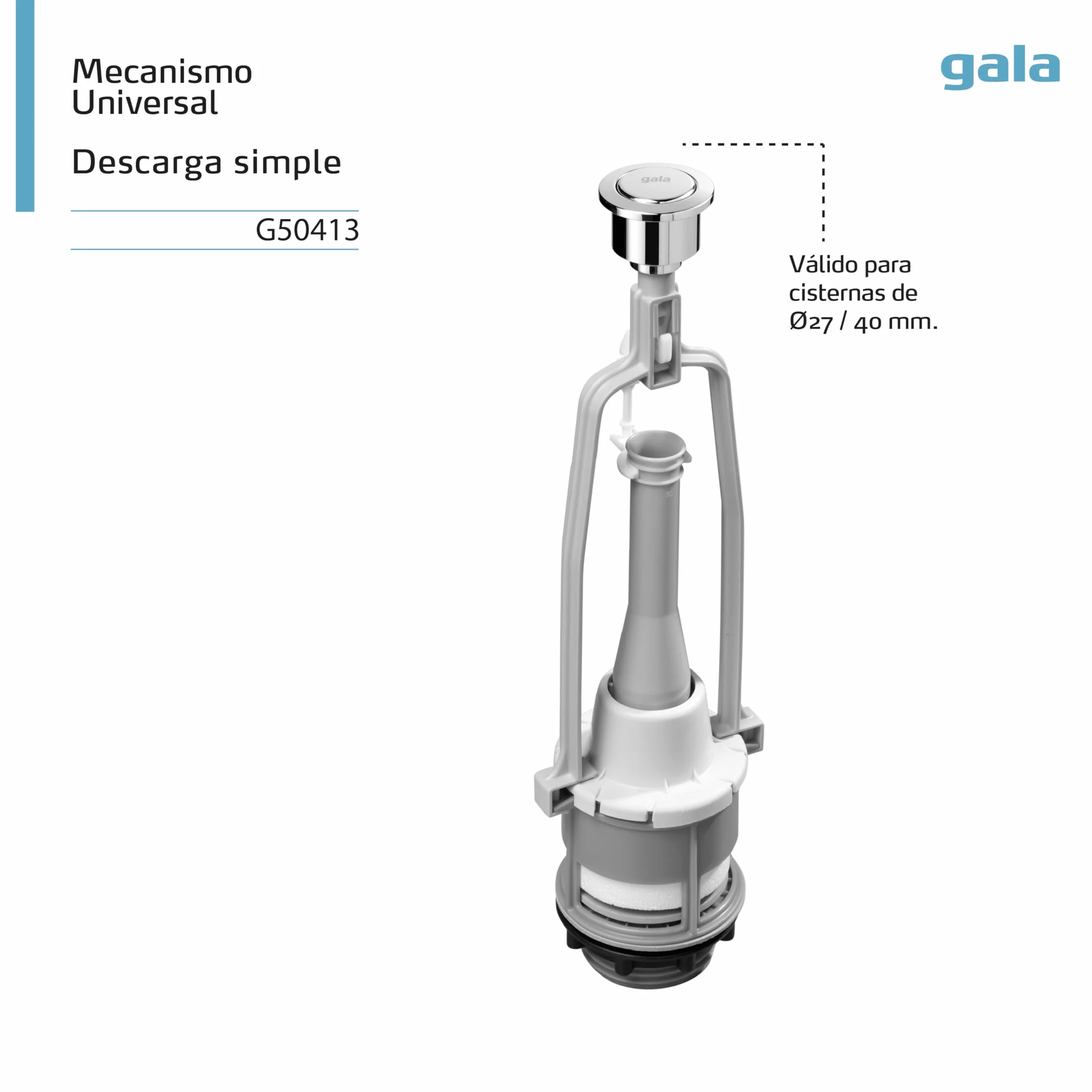 Roca G5041300 - Mecanismo Desc Simple Sp1 Recambio - Colleción De Baño - Porcelana - Mecanismos