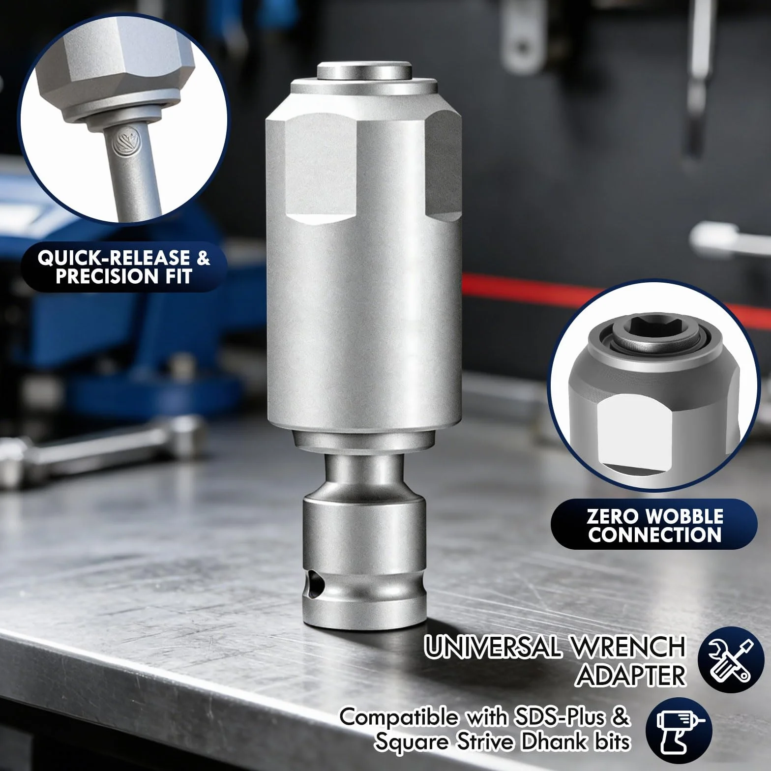 2 Adaptadores de Llave de Impacto, Adaptador de Llave de Impacto Sds Plus para Convertir Llaves de Impacto a martillos Eléctricos, Se Convierte en SDS Plus, para Uso con Taladro Eléctrico