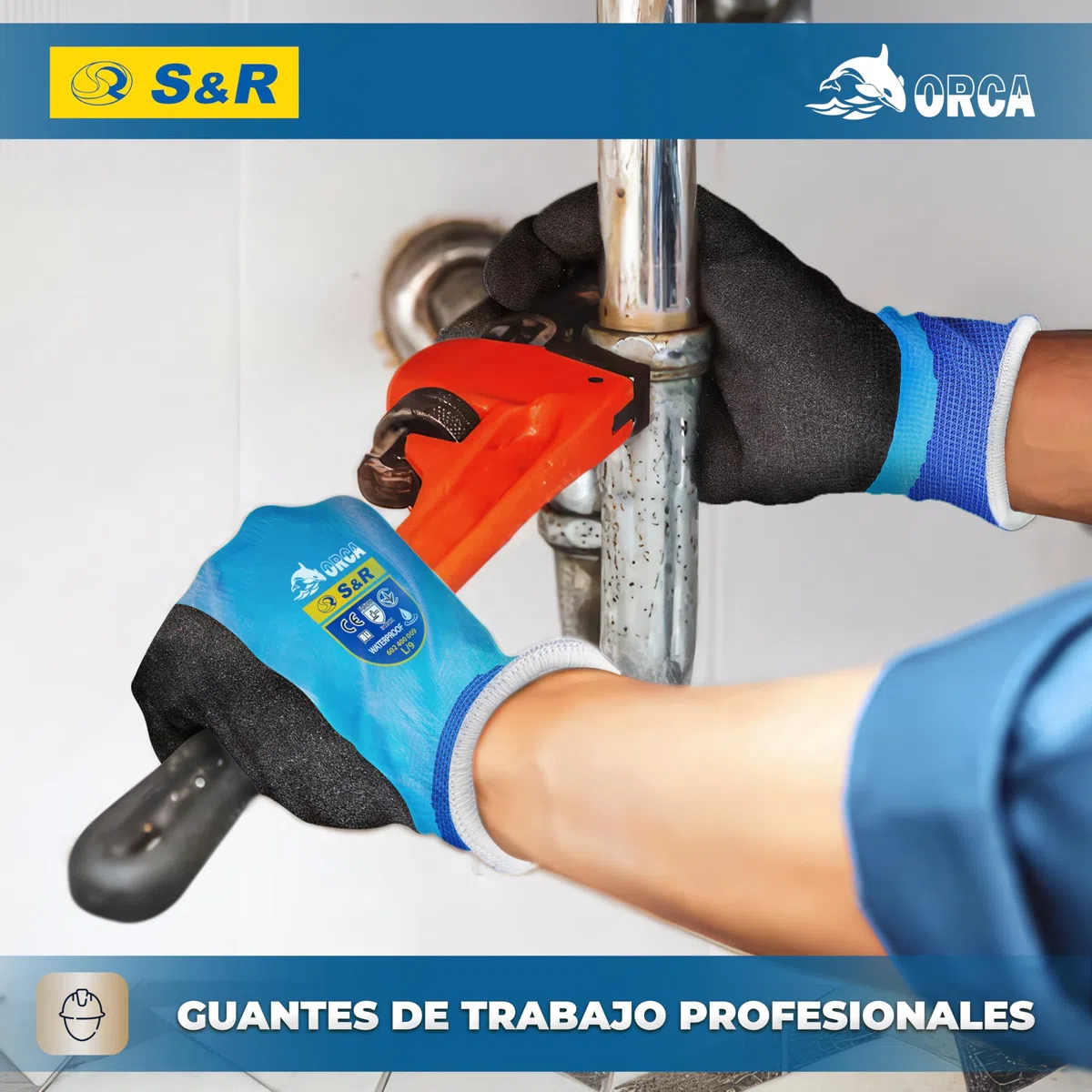 S&R Guantes de Trabajo Impermeables 2 PARES para Hombre Mujer Tallas 9 y 10. Guantes de protección Bricolaje Jardinería Mecánicos Pesca