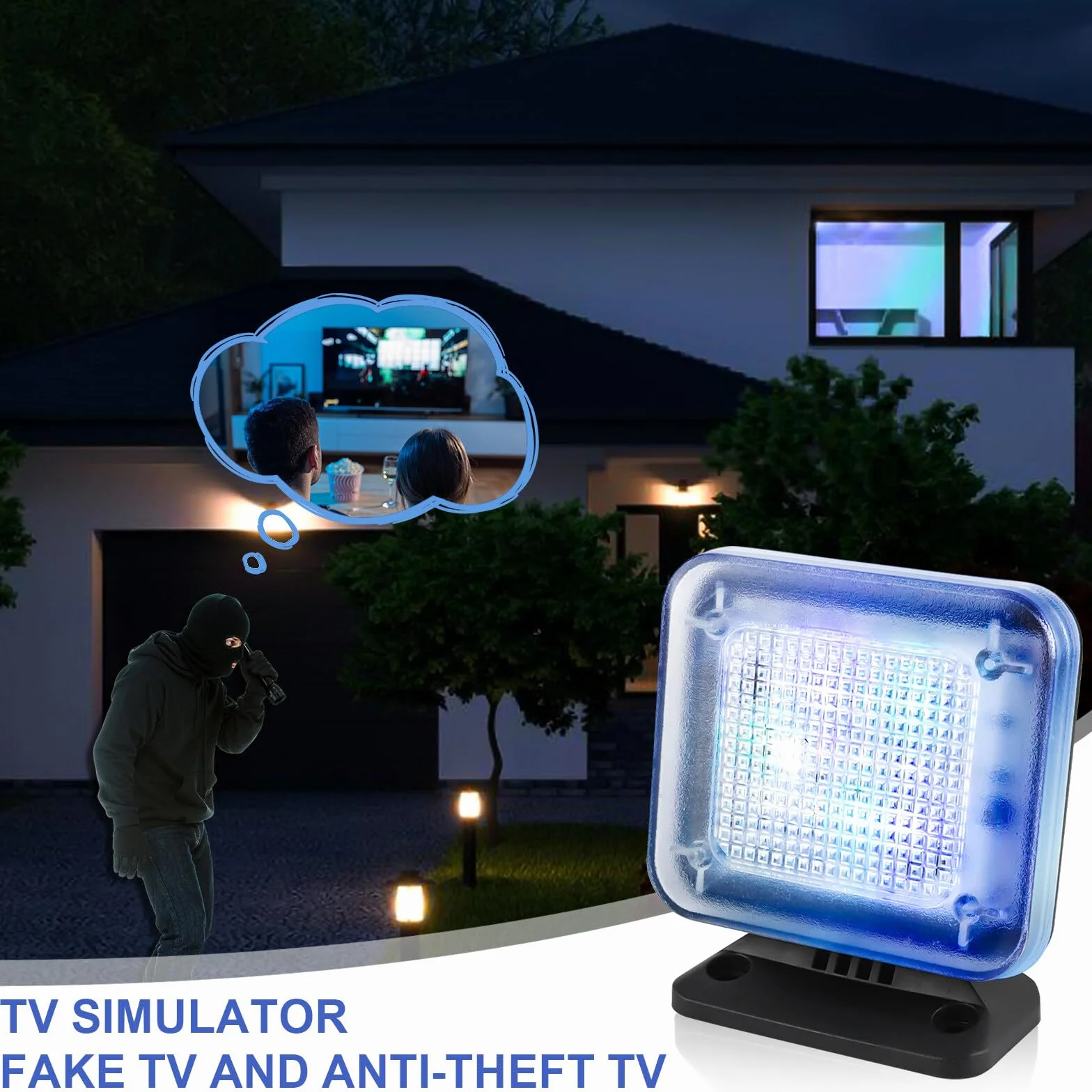 Aicharynic Simulador de TV LED: 1 Conjunto Simulación de Luz Protección contra Robos, TV Falsa para Seguridad en el Hogar, Ideal para Sala de Estar, Dormitorio (85mm*35mm*90mm)