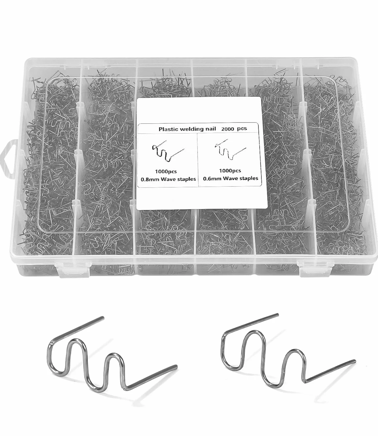 jutyum 1200 PCS Grapas Onduladas,Plastico Soldadura Reparar Grapadoras Calientes,de Onda CalienteGrapas de Onda Precortadas,Grapas Calientes para Soldar Reparación de Parachoques de Plastico de Autos