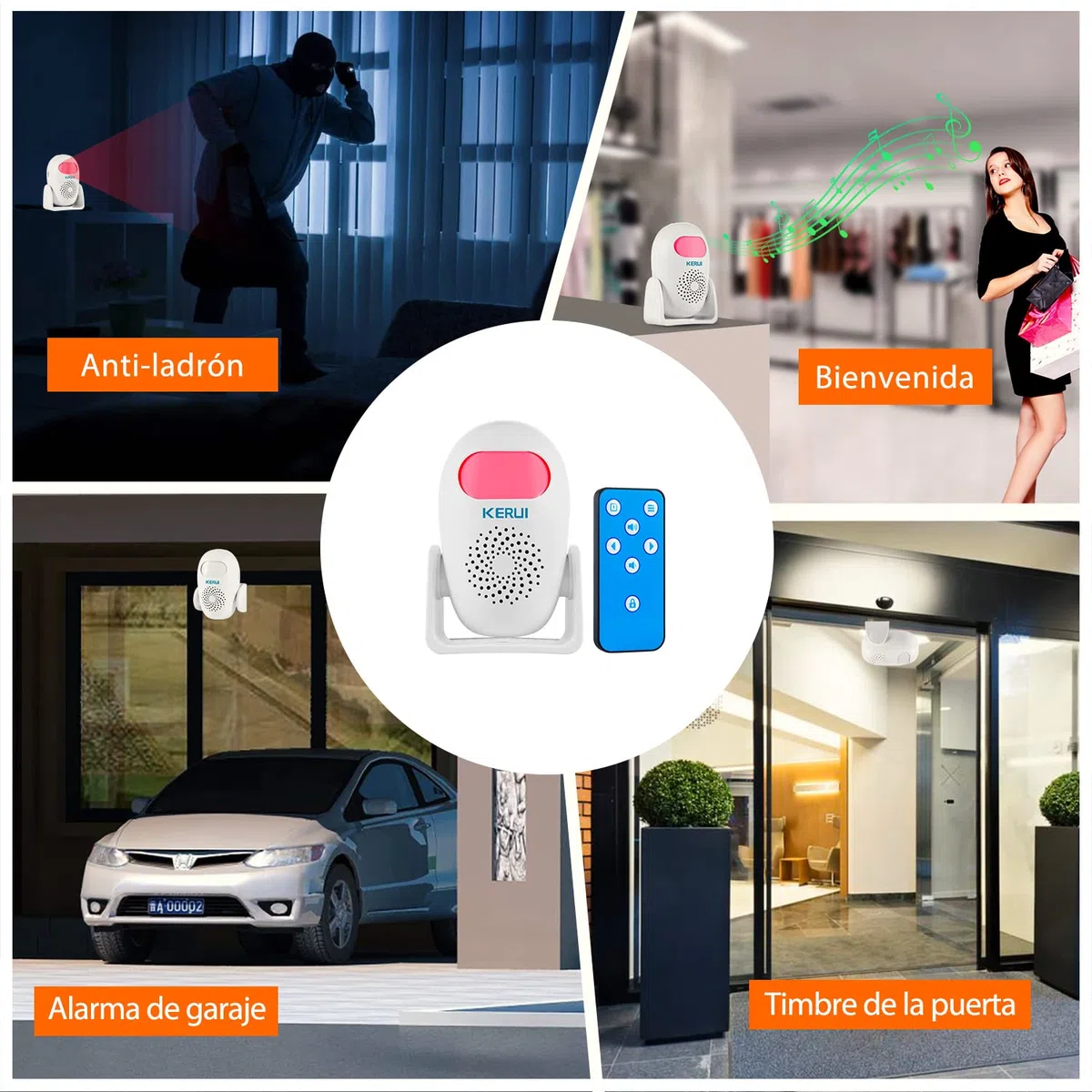 Detector de Paso con Alarma y Sonido, 110 dB, Detector de Movimiento Hue, Apto para LED, Portátil, de Infrarrojos para Exterior, Casa, Entrada