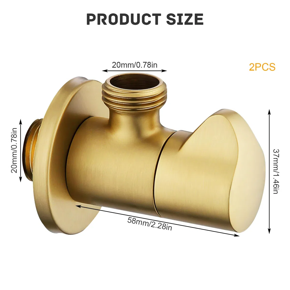 2 Piezas Válvula de Esquina, Alta Temperatura y Resistencia a Alta Presión, Interruptor de Seguridad para Agua Doméstica, Adecuada para Accesorios de Cocina, Accesorios de Baño (Dorado)