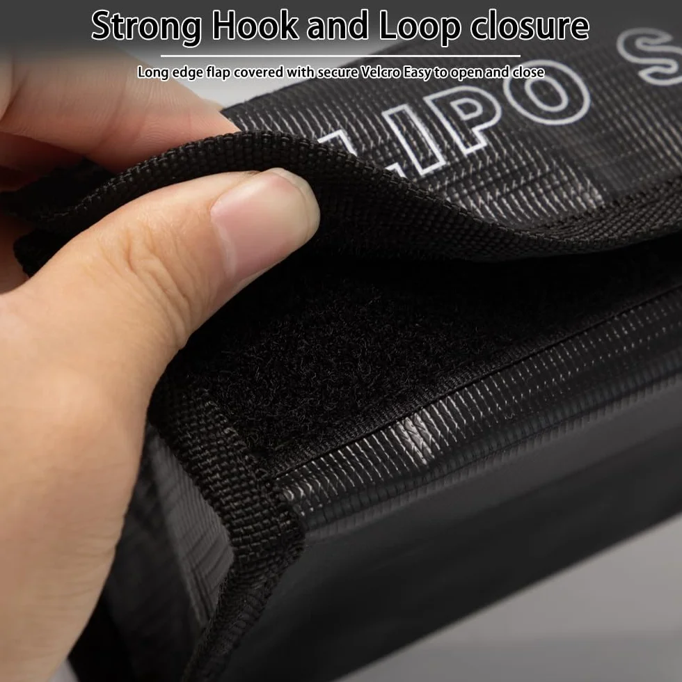 Bolsa Ignifuga Bateria Lipo, 2 Piezas Ignífuga Antideflagrante Lipo Bolsa de Seguridad para Batería, Pequeño Safe Lipo Battery Bag Ignífuga Antideflagrante Lipo Bag (Negro)