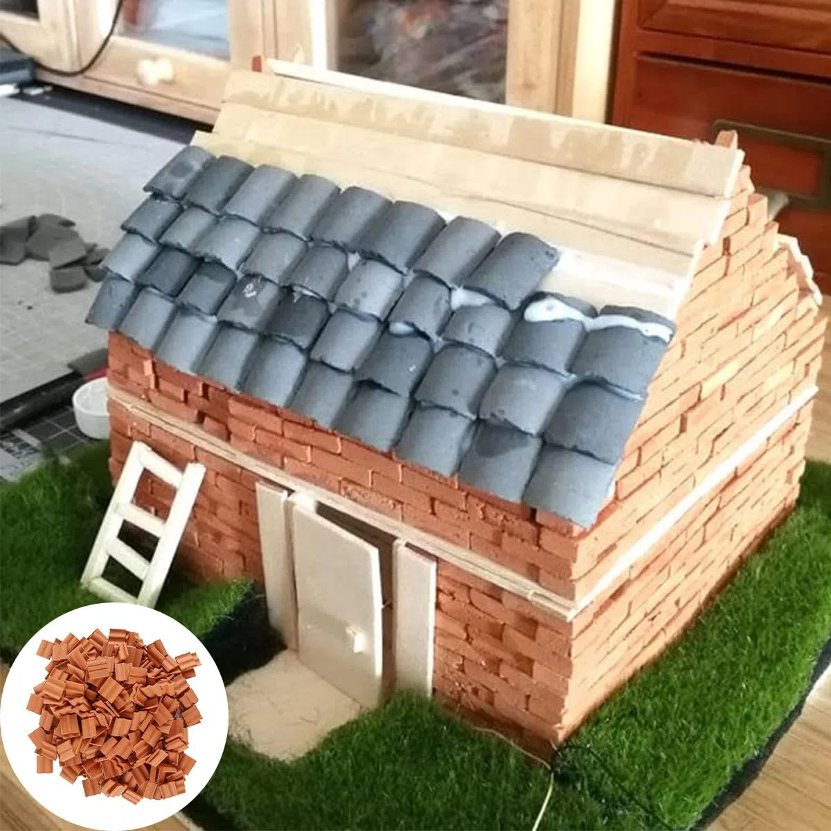 Juego De 300 Mini Tejas Rojas Para Techo, Modelo De Techo, Accesorios De Paisajismo, Tejas Para Casa De Muñecas, Ladrillos Para Casa De Muñecas, Diorama De Hadas