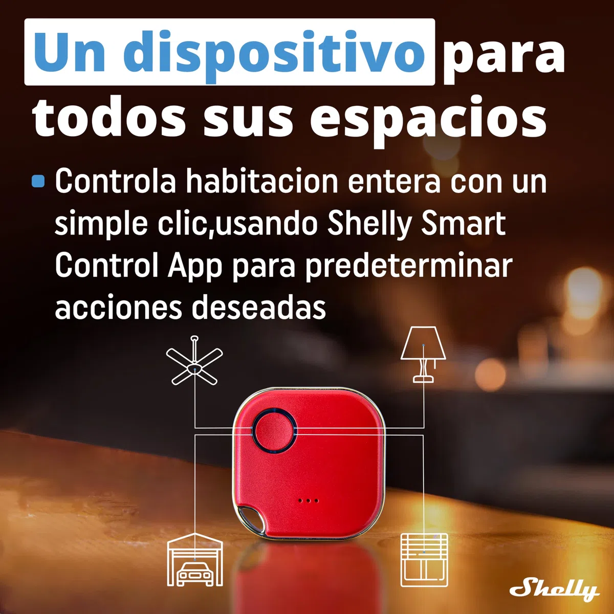 Shelly BLU Button 1, Botón Rojo Bluetooth De Acción y Escena, Automatización Del Hogar, iOS Android App, Hub No Requerido, Larga Duración De Batería, Indicador LED, Zumbador, Amplia Gama