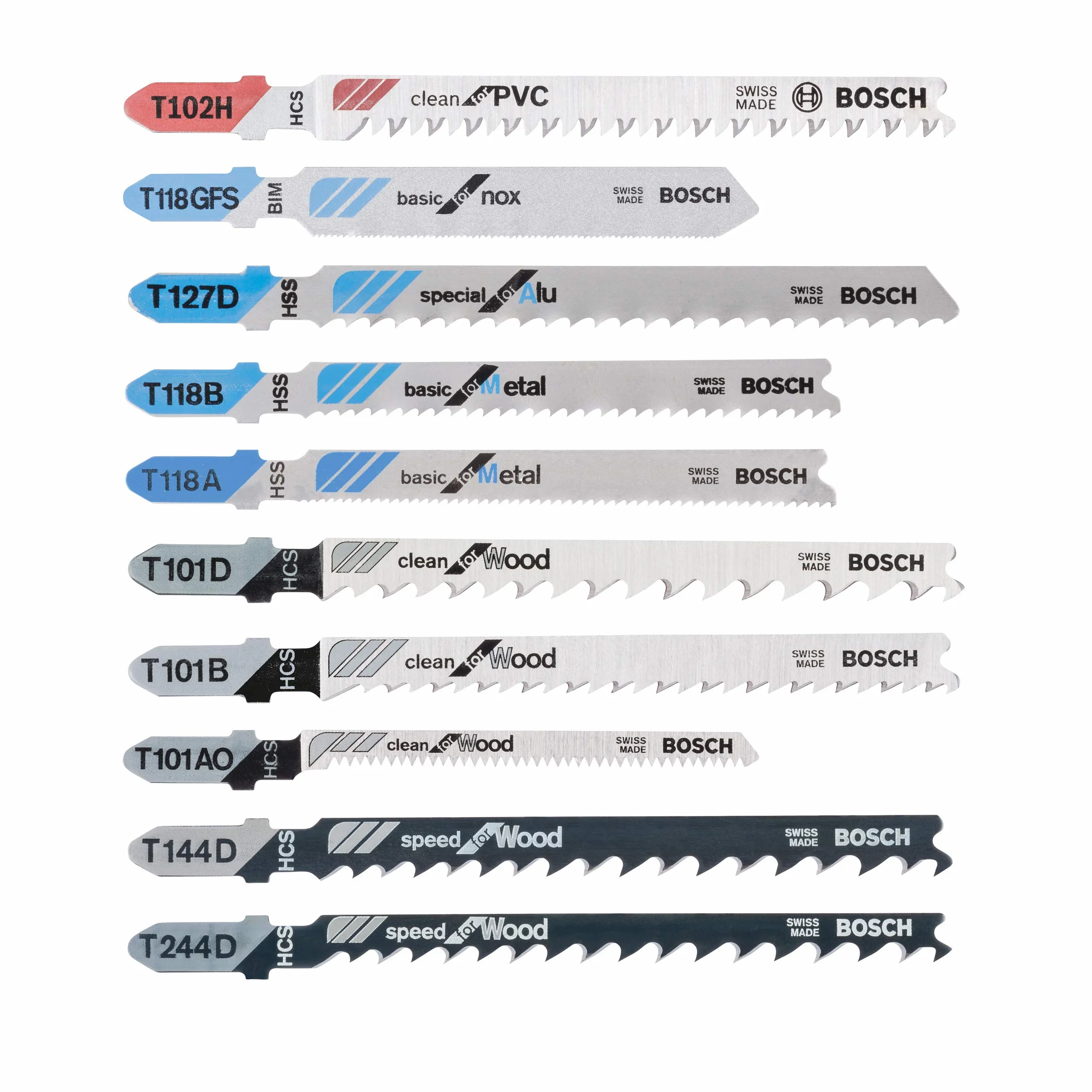 Bosch Professional Set de hojas de sierra de calar 10 uds (para madera y metal, accesorios para sierras de calar con vástago en T)