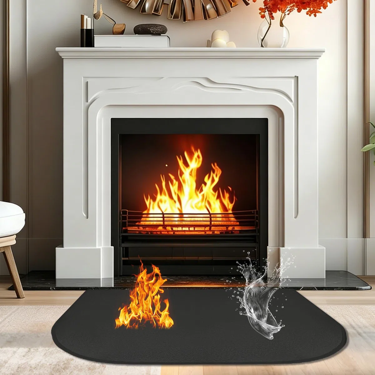 Alfombras Ignifuga para Chimenea, 80x50cm Esterilla Ignífuga para Chimenea, Placa de Protección contra Chispas, Protector Suelochimenea, Antichispas para Chimeneas para Chimenea, Estufa, Barbacoa