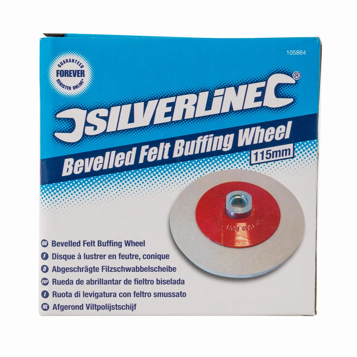 Silverline Tools 105864 - Rueda de fieltro biselada para pulido (115 mm)