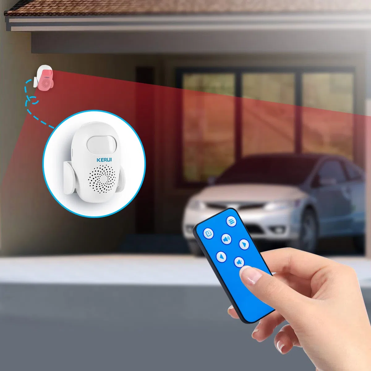Detector de Paso con Alarma y Sonido, 110 dB, Detector de Movimiento Hue, Apto para LED, Portátil, de Infrarrojos para Exterior, Casa, Entrada