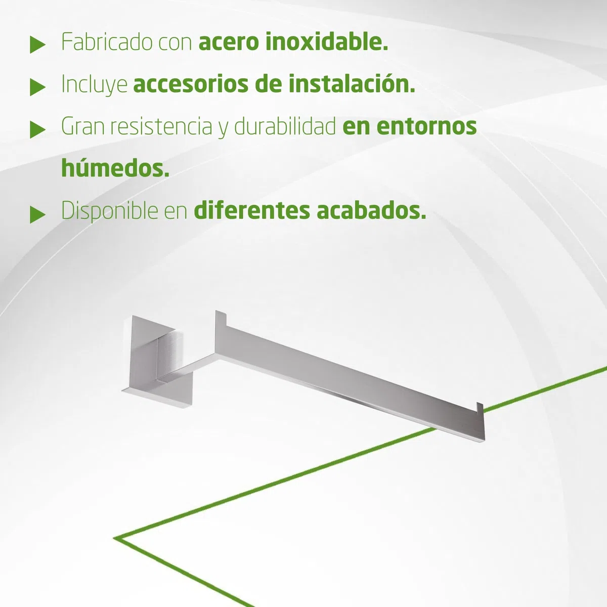 Amig - Toallero de baño Mod. Isla-2 - Soporte de Pared para Toallas con Tornillos incluidos - 270 x 75 x 55 mm - Acero Inoxidable - Plateado Mate