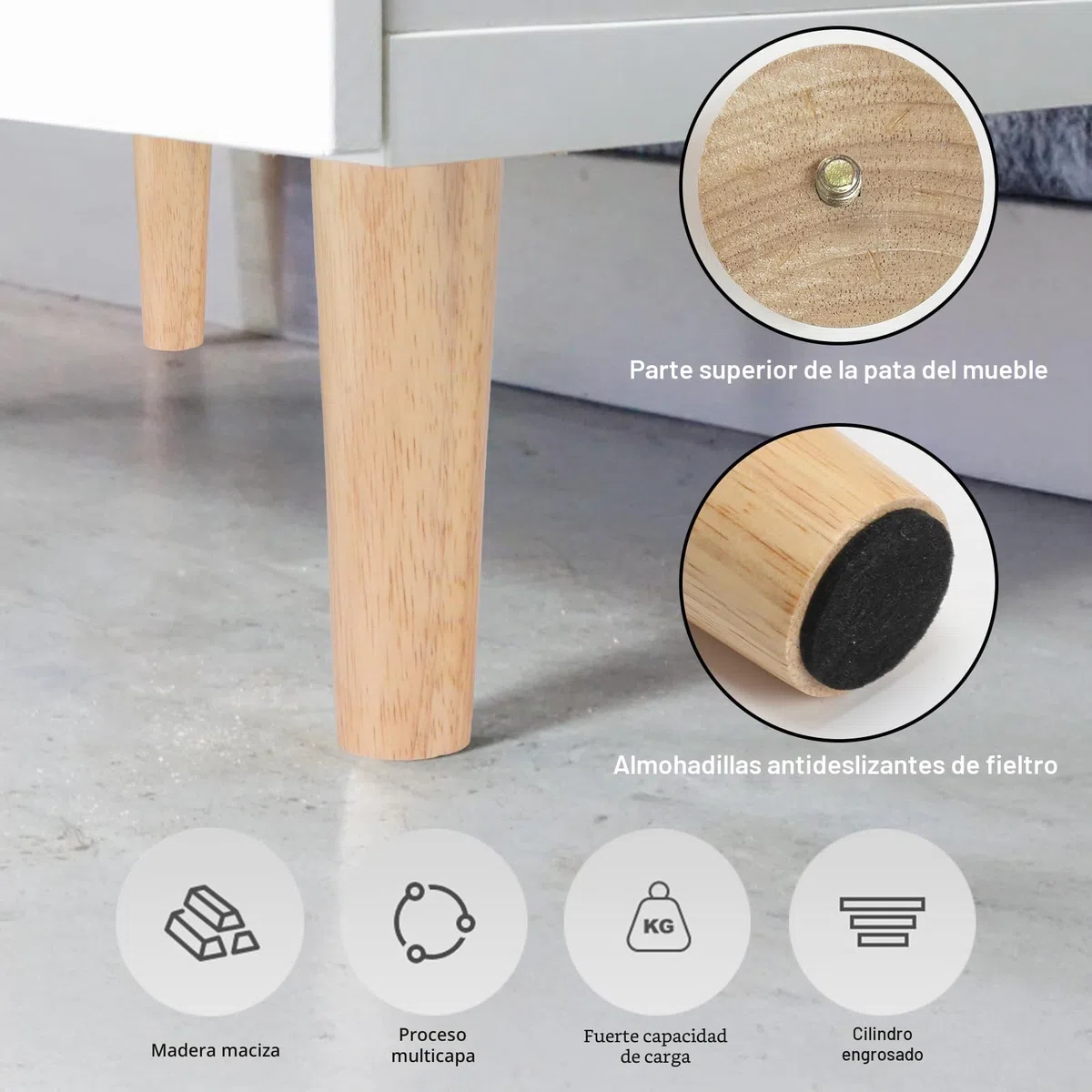 6 Piezas Patas para Muebles Madera 15cm Pies para Muebles con Placa de Montaje Tornillos y Protectores de Suelo Patas para Cama Mesa de Té Sofá Cajonera Mueble TV