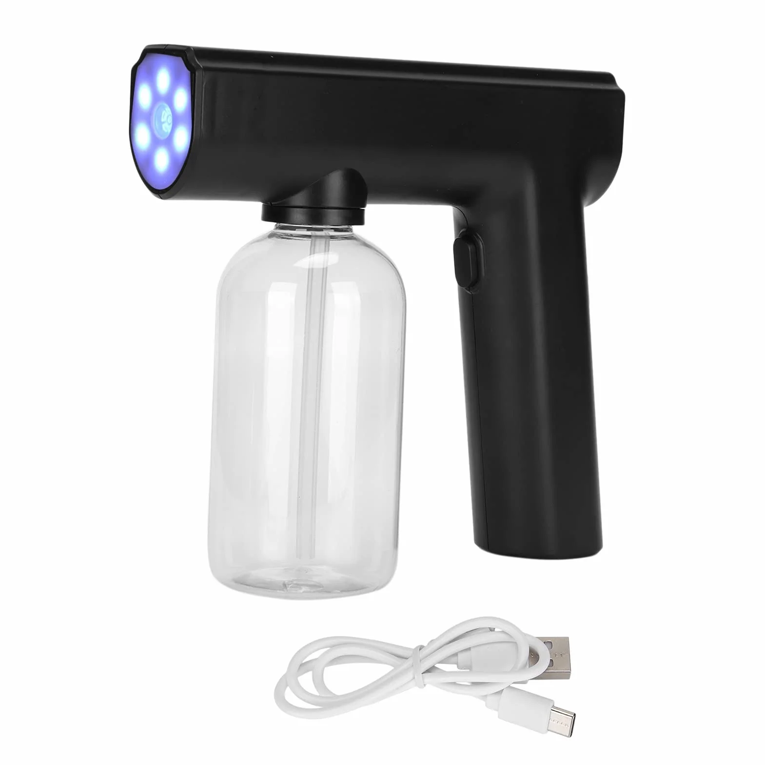 Pistola de vapor, pistola de pulverización eléctrica, atomizador de nanómetro, nebulizador multifuncional inalámbrico, pistola de pulverización recargable, nano pulverizador, pulverización (negro)