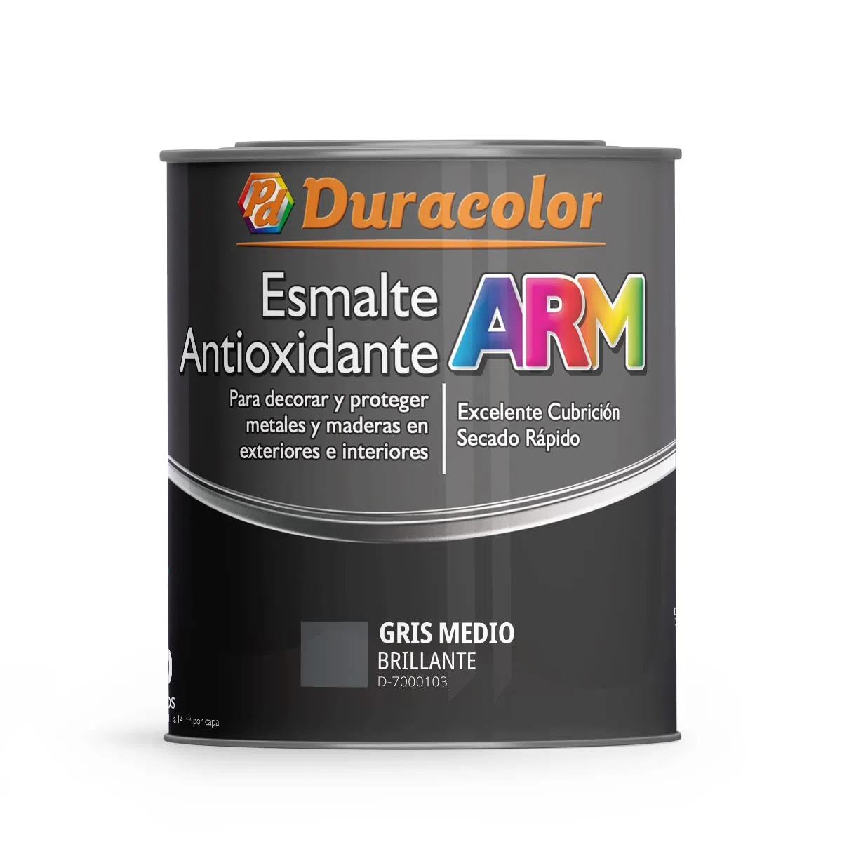 Esmalte Antioxidante ARM - Color Gris Medio - 750 ml - Superficie Exterior e Interior - Acabado Brillante y de Rápido Secado - Excelente Dureza y Resistencia - Duracolor