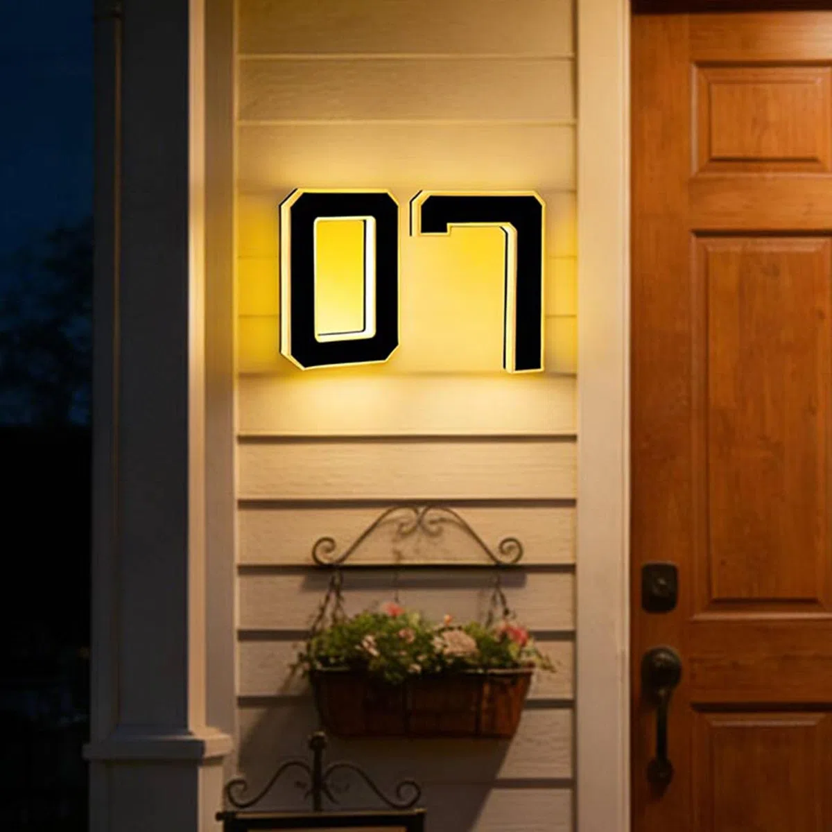 Números de casa con luz solar para exteriores, dirección LED impermeable de 22,86 cm, grandes números de casa exteriores modernos iluminados, visibilidad nocturna (7)