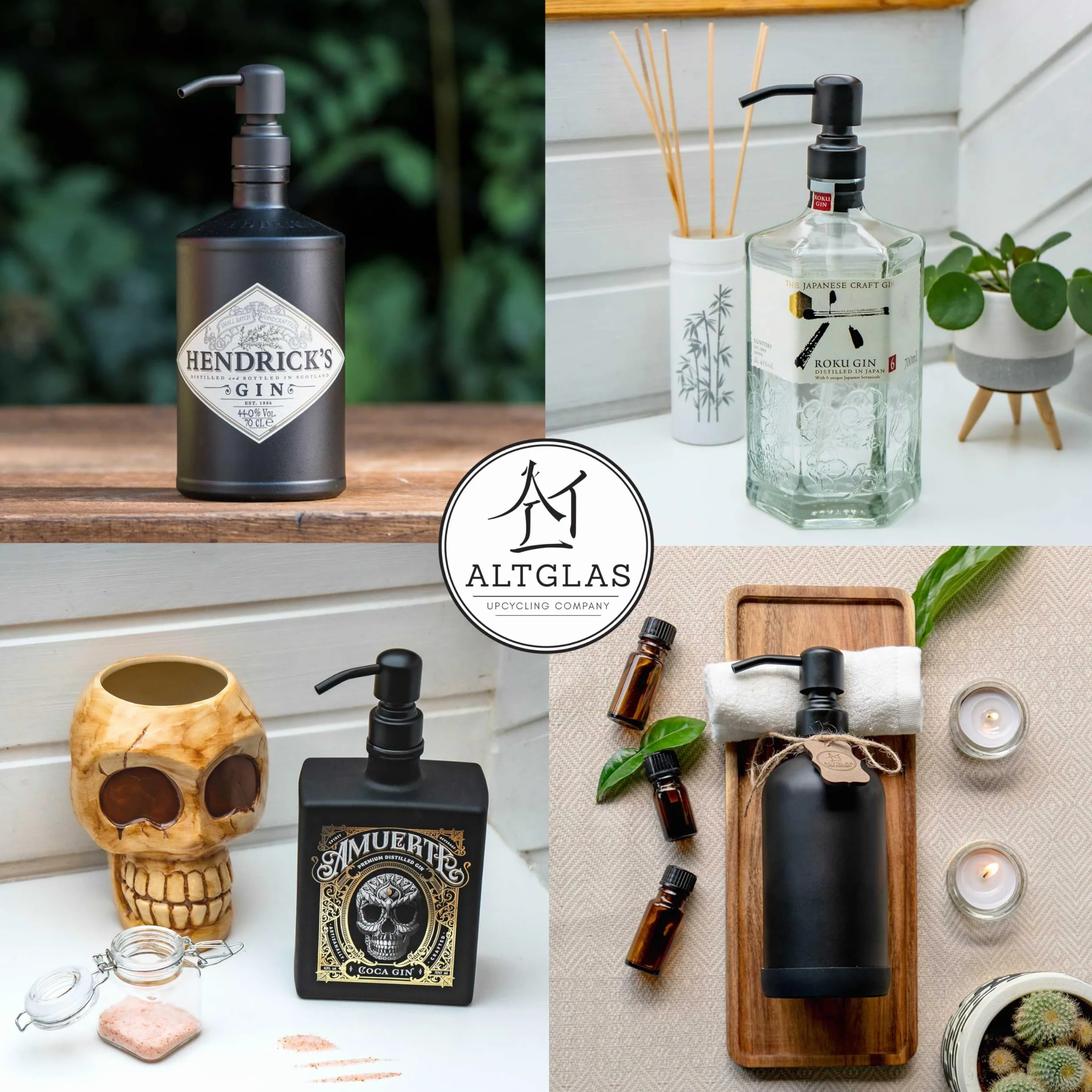 ALTGLAS Dispensador de Jabón 'Zagreb' - Bomba/Dosificador de Jabón de Acero Inoxidable con Juego de Juntas por Jabonera Upcycling por Botellas de 18-23 mm (Negro)