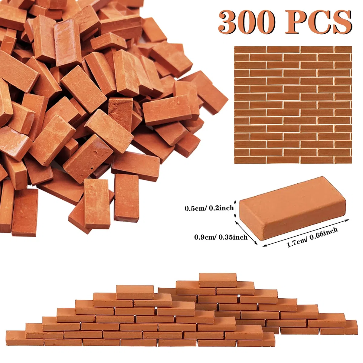 Woohome 322 PCS Ladrillos en Miniatura, Tejas en Miniatura, Tegola Curva Canale Ross Mini Ladrillo Gris para Micro Paisaje, Bricolaje Casa de Muñecas Ladrillos Diorama Hada