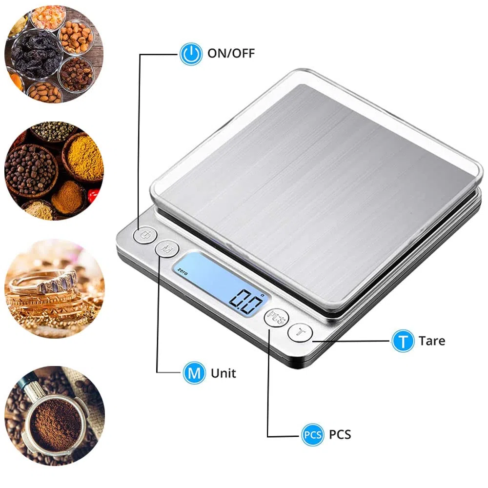 Balanza digital, Balanza de precisión / Balanza de letras / Balanza / Balanza de oro / Balanza de bolsillo, Muy cerca, Despertador profesional fácil, Balanza de bolsillo, 1000 g / 0.1 g