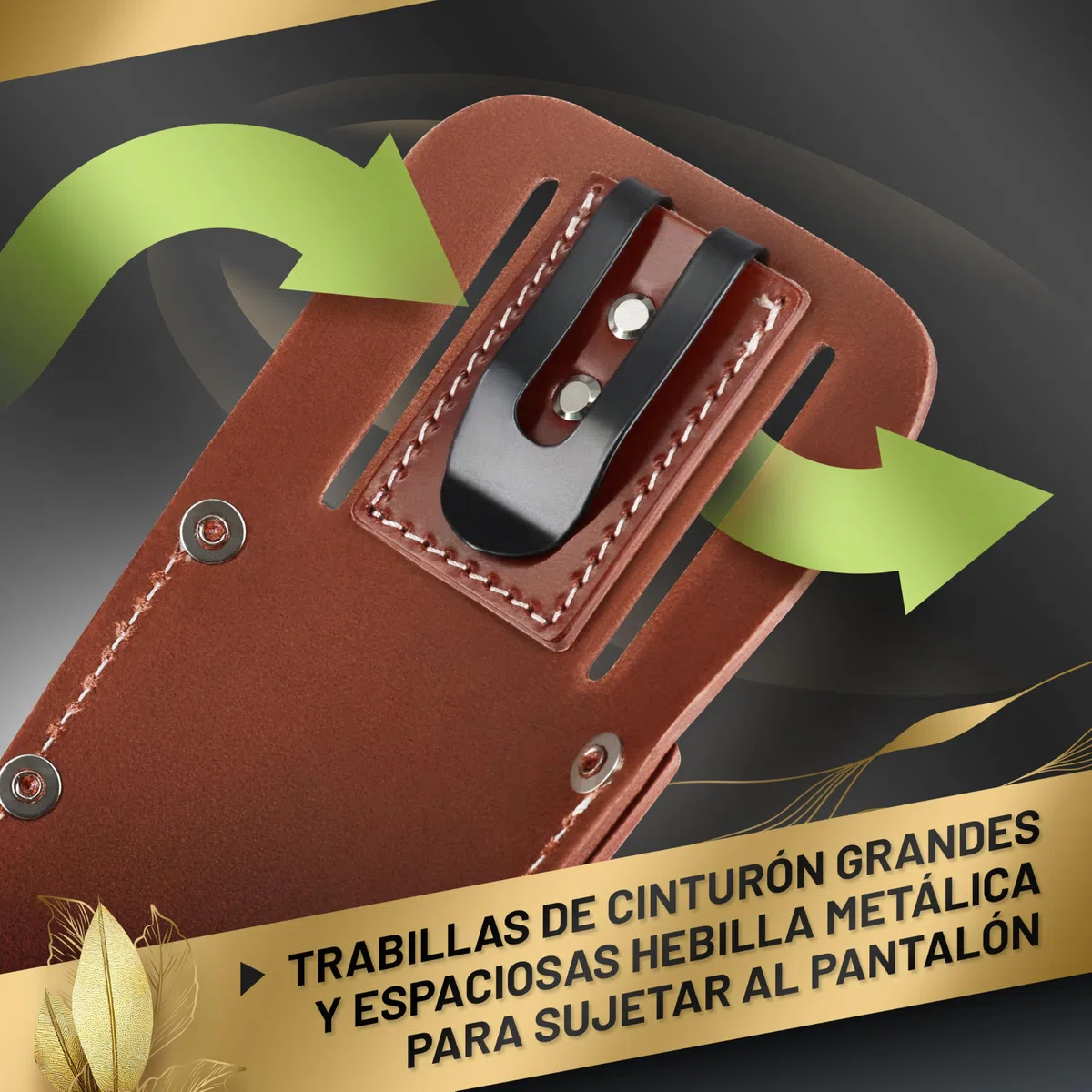 GRÜNTEK Funda de Tijeras de Podar en Cuero en Marrón Oscuro. Funda con trabilla para Cinturón. Idea de Regalo Elegante y Práctica.