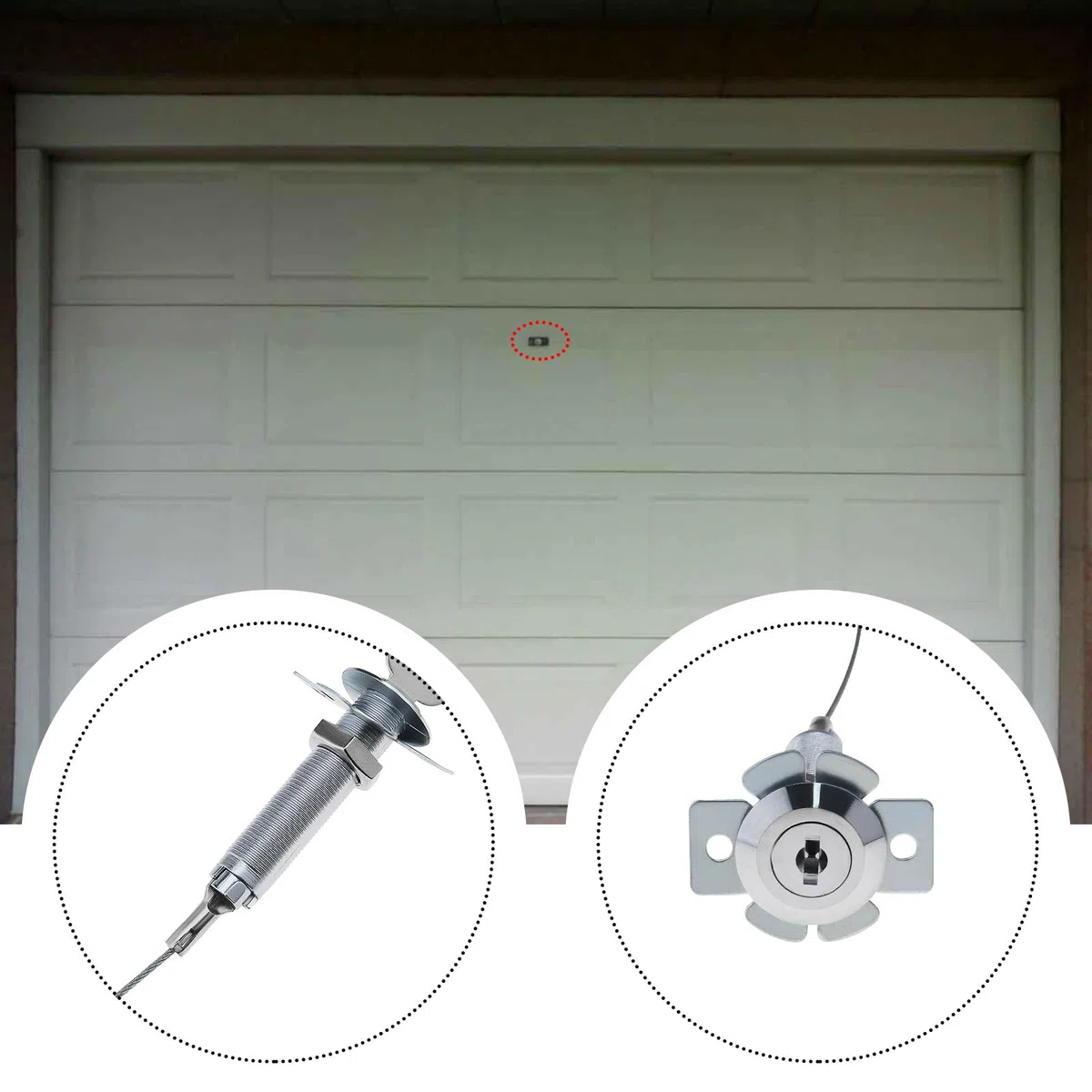 Cerradura de liberación de emergencia para puerta de garaje con 2 llaves, cerradura universal de liberación de emergencia, llave de separación, accesorios de puerta