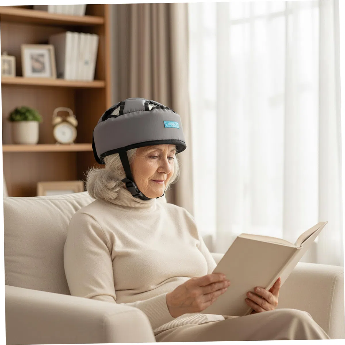 Casco antigolpes, Casco de Seguridad para Adultos, antigolpes extragrueso, Gorro Protector Suave antienvejecimiento Gris para prevención de caídas de Ancianos