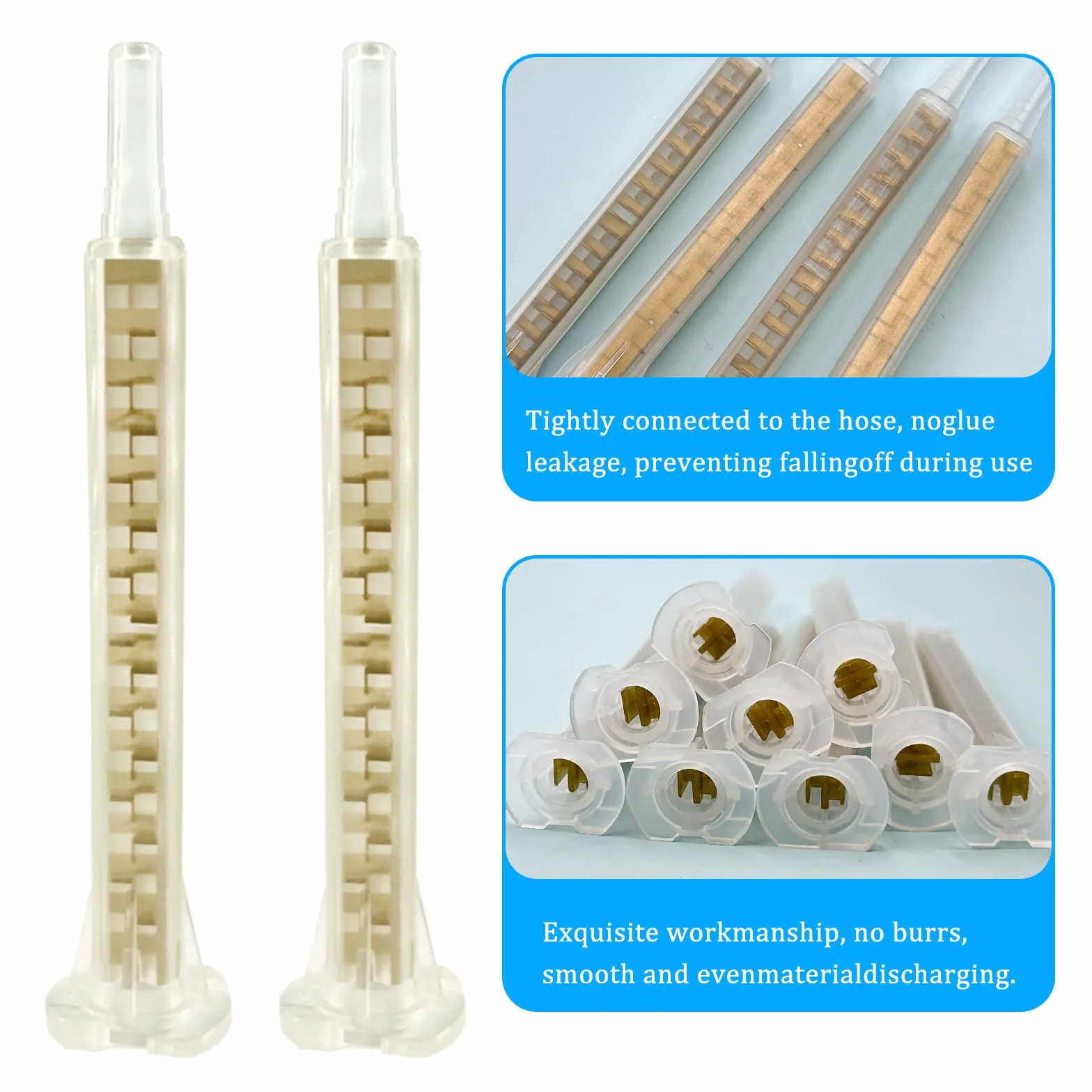 CONNECTION 50 Piezas Boquilla Mezcladora Bicomponente F6-16 Tubo de Mezcla de Pegamento Epoxi 2 Componentes 1:1 Boquillas Mezcladoras Estáticas Para Adhesivo Plástico Pistola De Pegamento AB (Dorado)