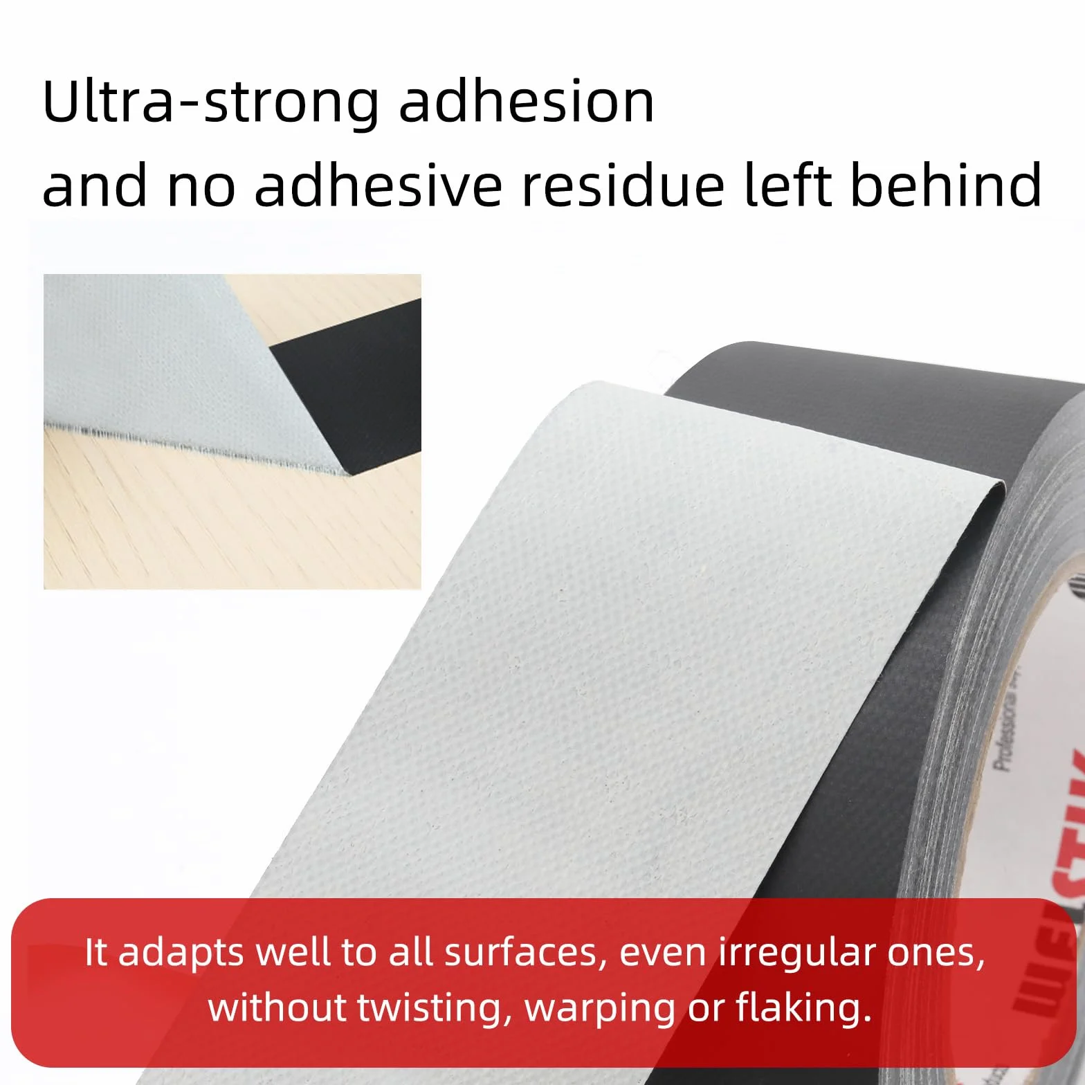 WELSTIK Cinta mate negra 300 micras x 50 mm x 27 m, impermeable, sin residuos, no reflectante, fácil de rasgar, cinta de escena mate