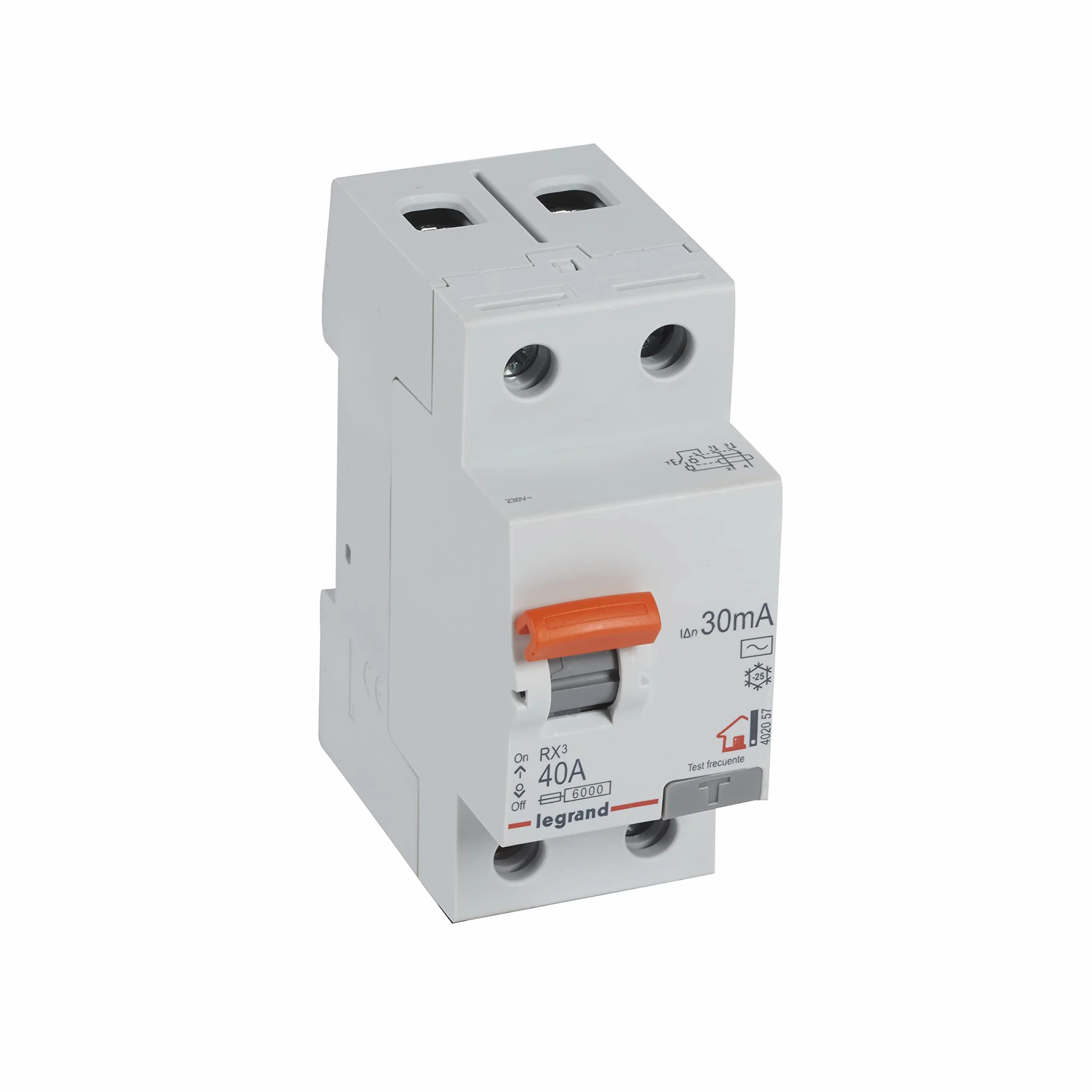 LEGRAND Interruptor Diferencial, 2P 40 A, Sensibilidad de 30mA, Tipo AC, RX3, 402057E