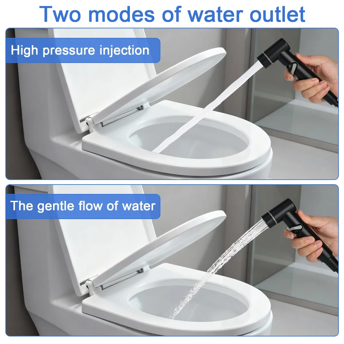 Ducha de mano de bidé, de acero inoxidable, juego de ducha de mano con válvula de doble control de 1 entrada y 2 salidas, dispensador de grifo y manguera para baño de mascotas, cuidado