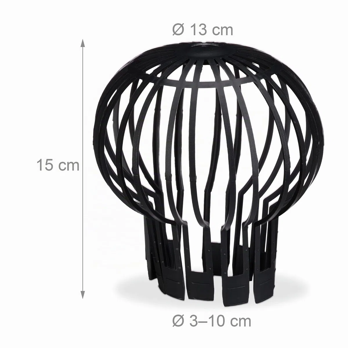 Relaxdays Protector de canalones, Cubiertas para bajantes, Anti-Atascos, Ø 13 cm, 4 Uds., Negro