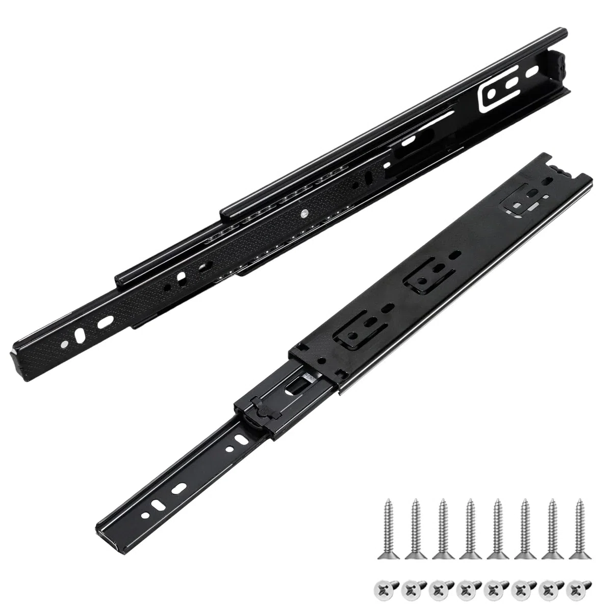 2 Pcs Guias Cajones Carriles, 250mm Railes para Cajones, 3 Pliegues Guias Telescopicas para Cajones, Guia Cajon Extraccion Total 25cm, Montaje Lateral, Capacidad de Carga Hasta 45 KG