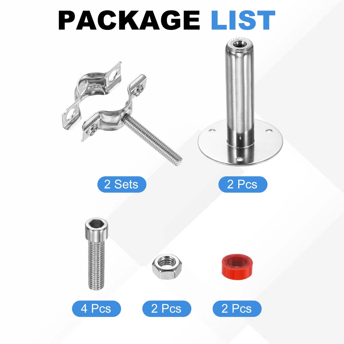 QUARKZMAN 2 Piezas Soportes Para Tubos De Pared O Techo De Acero Inoxidable 304 Abrazadera Ajustable Para Tubos Con Diámetro Exterior De 1"-1.1" (25-27mm) Altura Ajustable 100-150mm