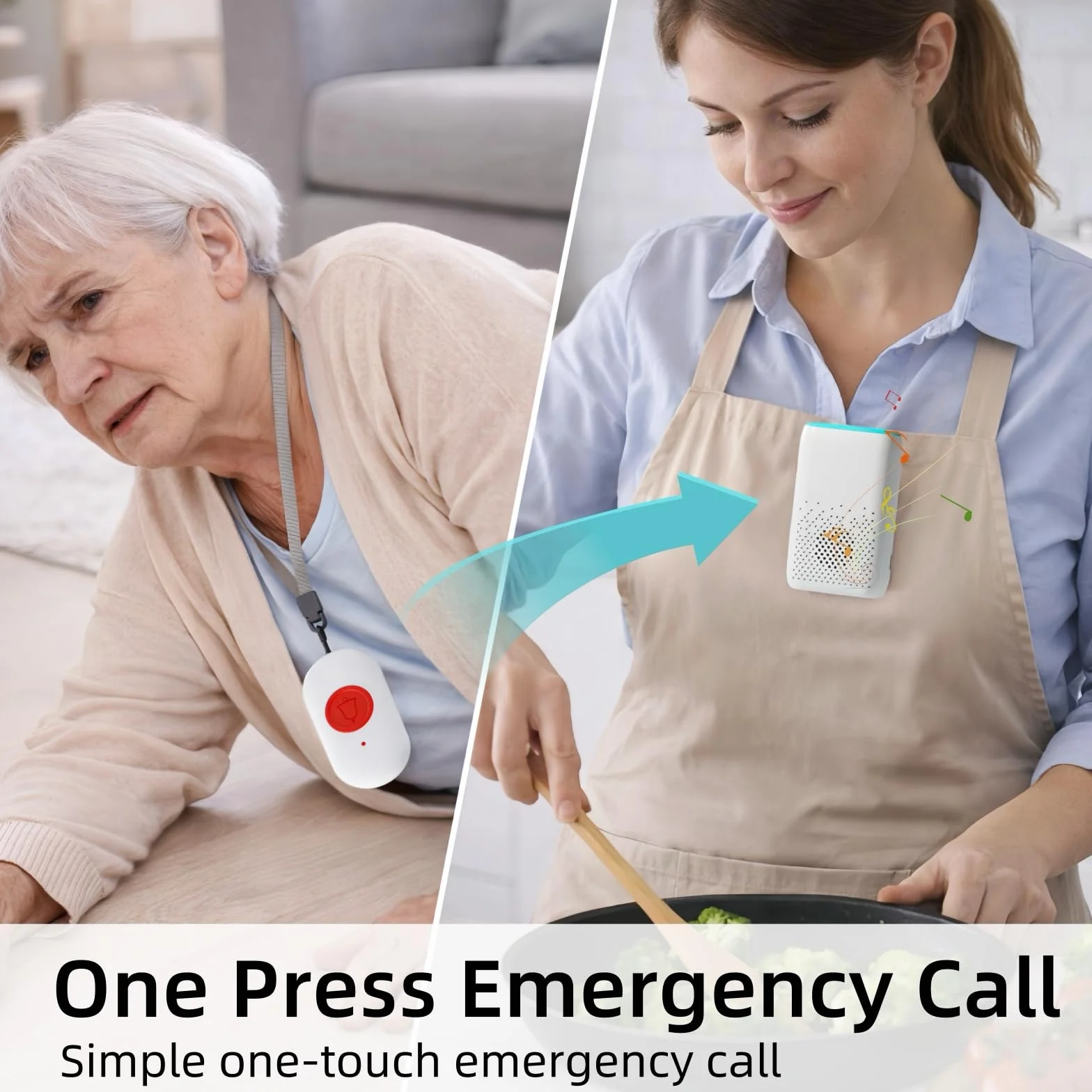 Botón Emergencia Ancianos Mayores, Sistema Llamada SOS 58 Tonos Impermeable Alarma