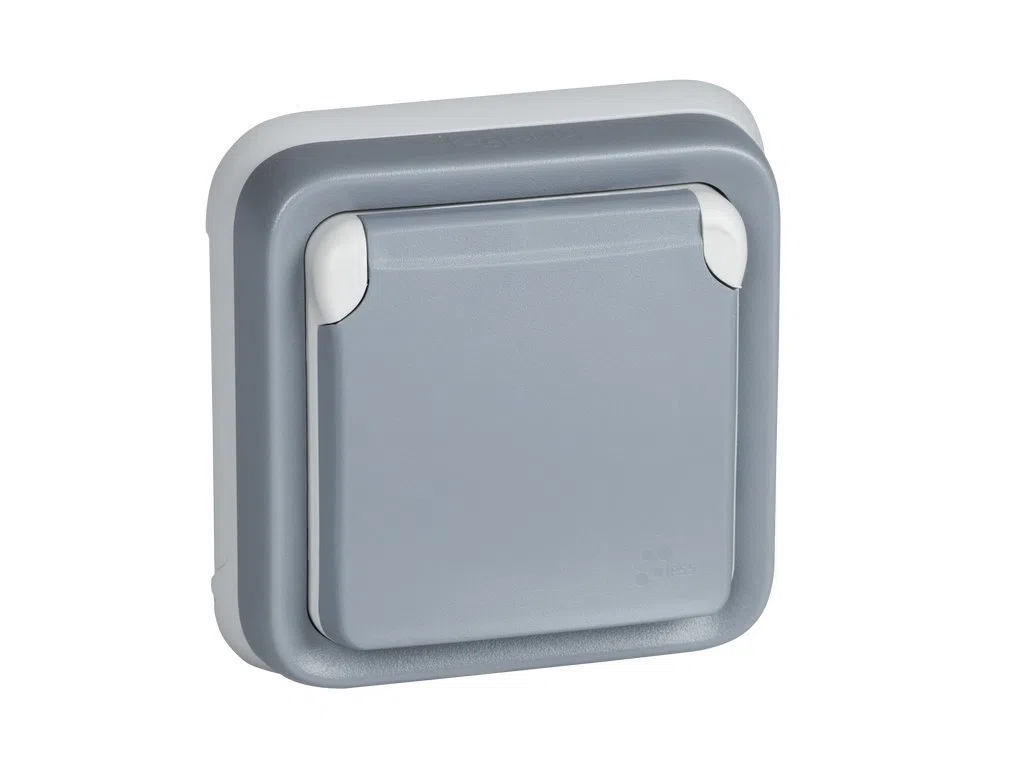 Legrand, 191512 Plexo - Enchufe de pared, estanco de empotrar de la gama, exterior, resistente al agua (IP55), color gris