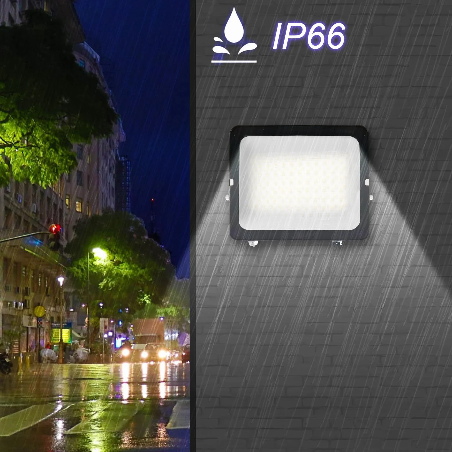 Foco LED Exterior 50W, Proyector IP66 Impermeable Luz Exterior 6500K Blanco Frío, Iluminación de Seguridad para Casa,Patio,Garaje,Terraza