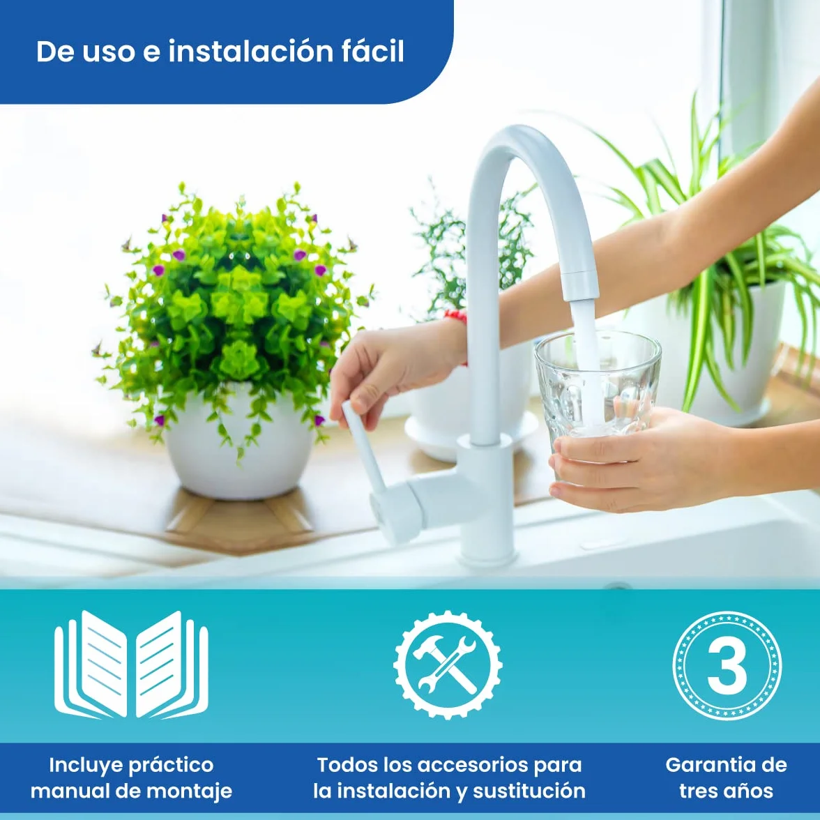 Nature Water Professionals Kit de 4 Filtros Universales para Osmosis Inversa 5 Etapas