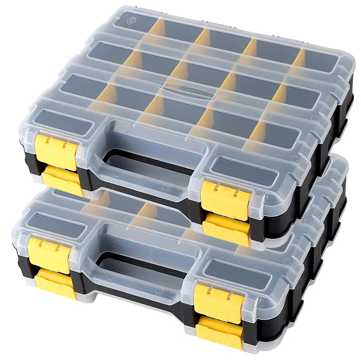 2 Cajas Organizadoras de Tornillos Doble Cara con 34 Compartimentos y Separadores Extraíbles para Herramientas, Clavos y Piezas Pequeñas