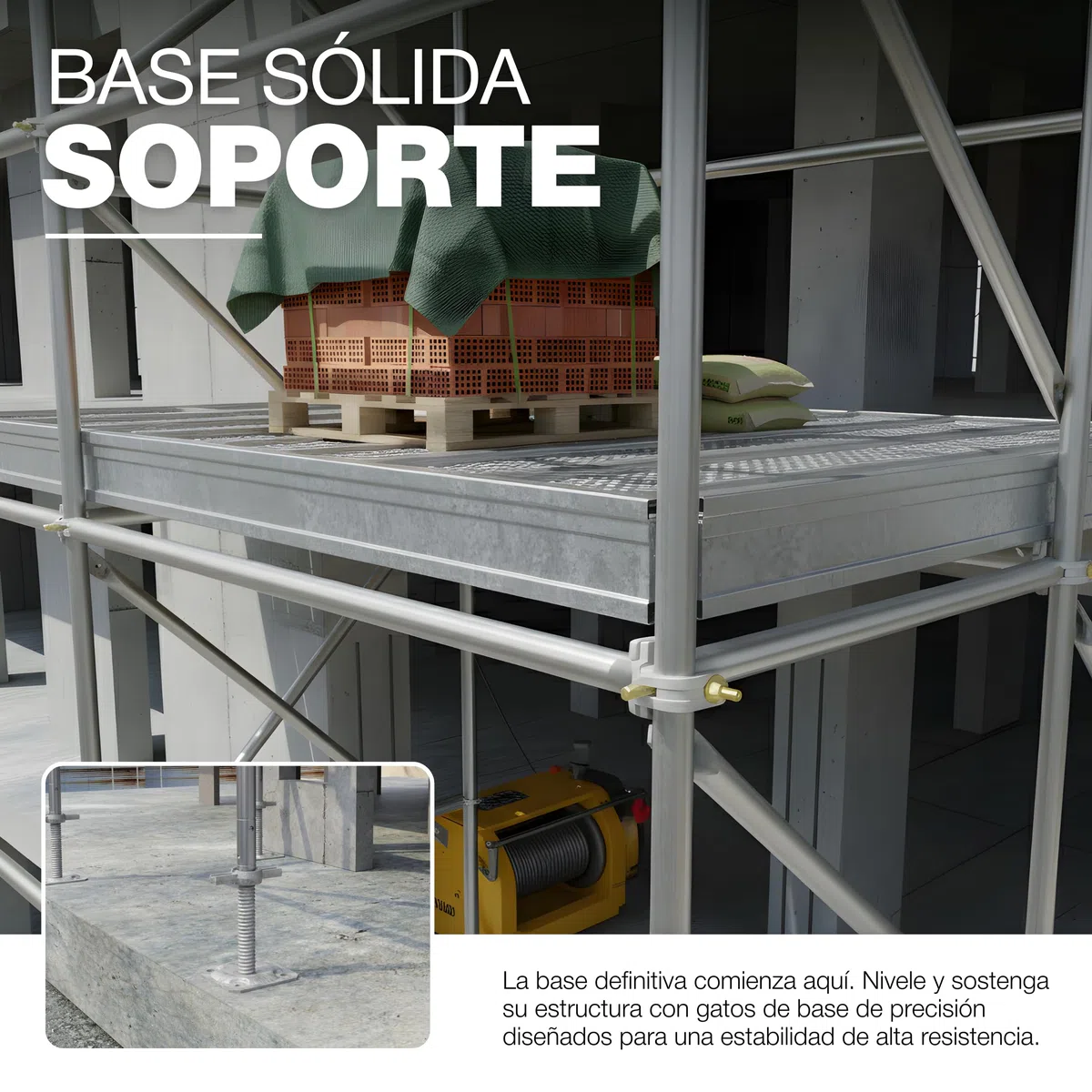 GeZu Impex Gato de Base para Andamios 300 x 38 mm Electrochapado Ajustable en Altura Gato de Nivelación con Tornillo para Base de Andamio