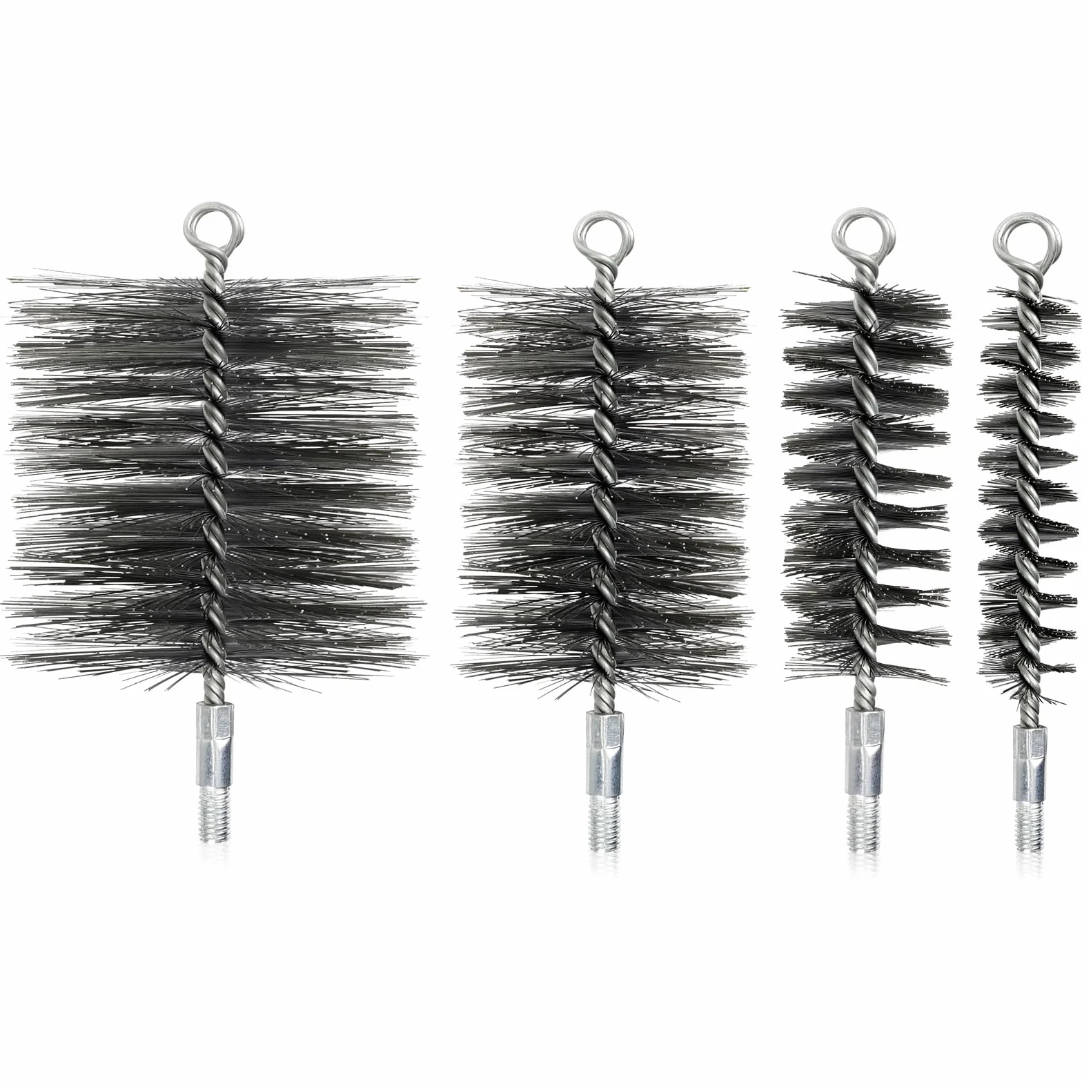 CAUTIOUS 4PCS Cepillo deshollinador, Kit deshollinador para Estufas de pellets Cepillo metálico para calderas Deshollinador de Acero Inoxidable para una Limpieza eficaz