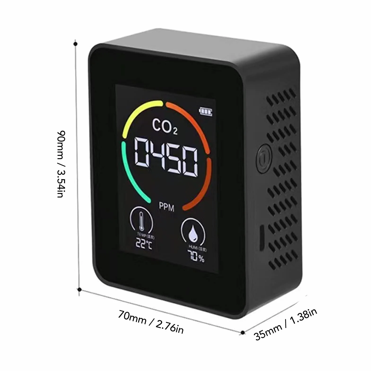Detector 3 en 1 CO2 400-5000ppm | Medidor de TVOC Temperatura y Humedad | Monitoreo Ambiental para Uso Doméstico
