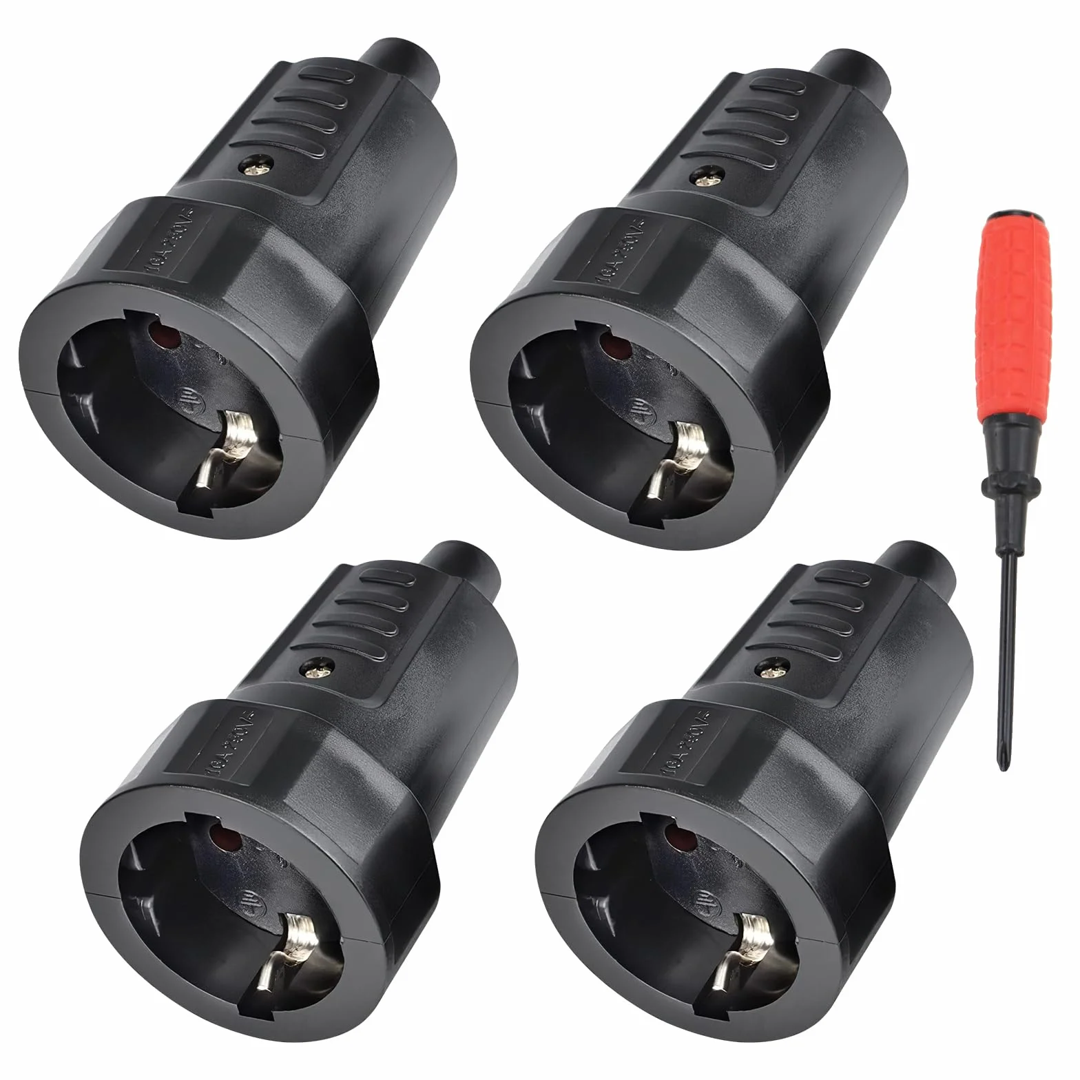 CHEVVY 4 X Hembra IP44 Clavija Enchufe Hembra 16A/250V Acoplamiento de contacto de puesta a tierra con alivio de tensión para Cables de 6-10MM