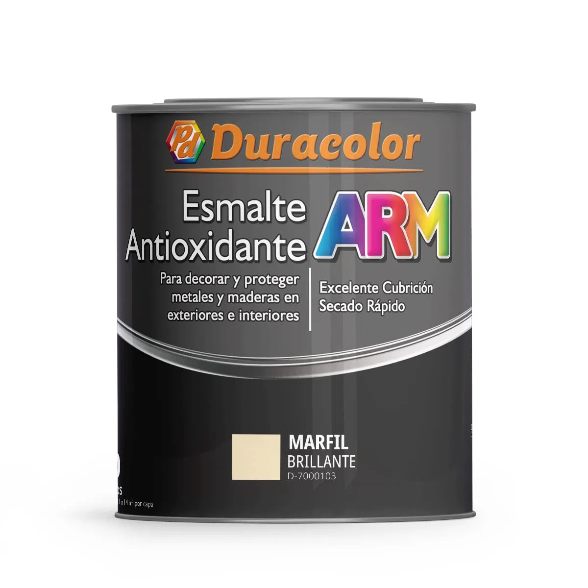 Esmalte Antioxidante ARM - Color Marfil - 750 ml - Superficie Exterior e Interior - Acabado Brillante y de Rápido Secado - Excelente Dureza y Resistencia - Duracolor
