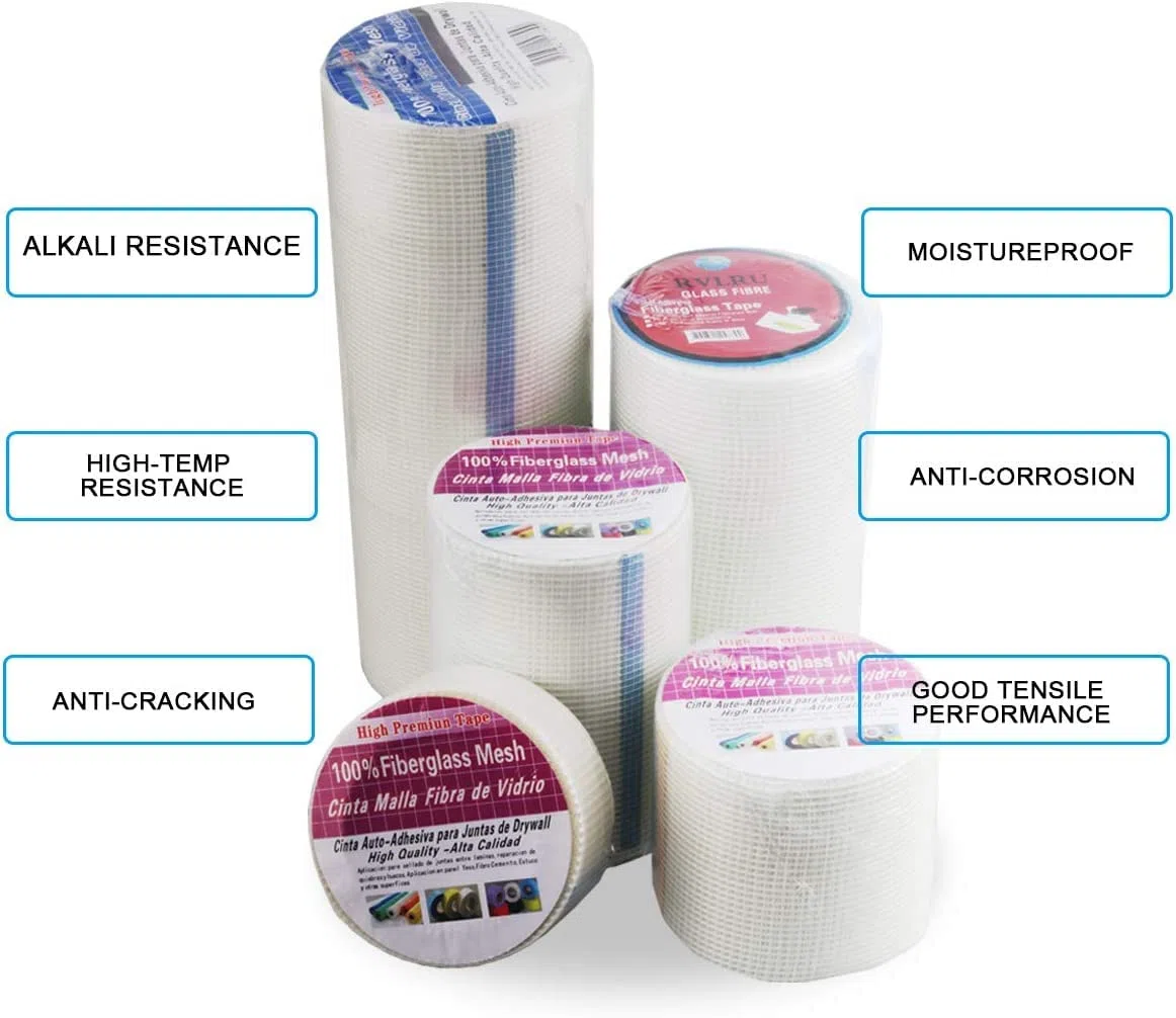 Cinta de Tela Fibra de Vidrio Autoadhesiva Para Reparación y Relleno de Grietas y Juntas - Malla de Tela en Rollo, 30 cm x 25 m
