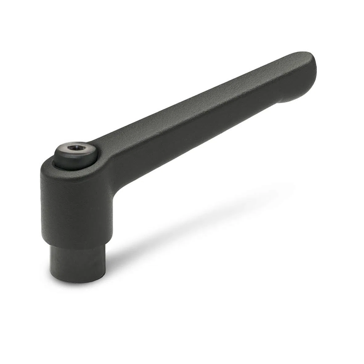 Palanca de sujeción de Ganter Normelemente, ajustable con rosca hembra, GN 300, de acero bruñido, mango de zinc fundido negro, recubierto de plástico, Negro, GN 300-108-M16-SW