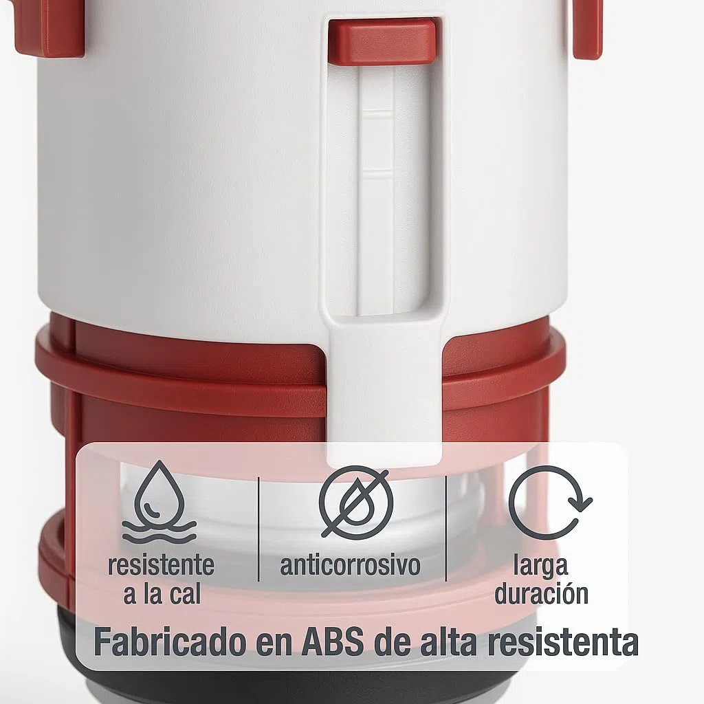 Jimten - Mecanismo Universal de Descarga WC Doble Pulsador S-584| Ahorro de Agua 3/6 L | Compatible con Cisternas Roca, Gala, etc. | Fácil Instalación y Altura Regulable