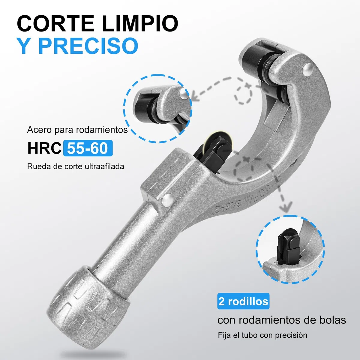 HYCHIKA Cortatubos 3-50 mm / 0.1-2" con Desbarbador: Cortatubos Cersátil para Todos los Metales Comunes, Como Cobre, Aluminio y Acero, Así Como para Tubos Compuestos