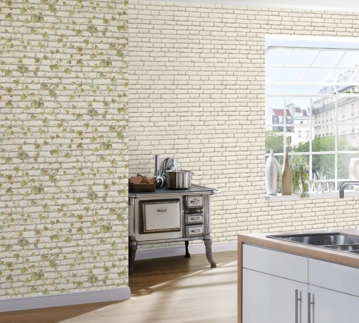 A.S. Création Papel Pintado Efecto Piedra Elements Papel pintado tejido no tejido 10.05 m x 0.53 m Blanco Gris Fabricado en Alemania 319431 31943-1