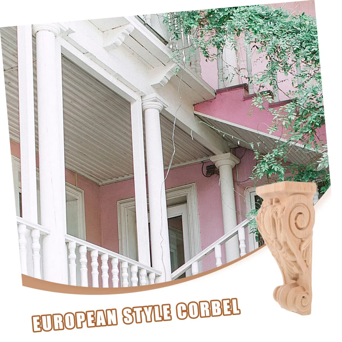 Gadpiparty Ménsula de Tallado de Madera Estilo Europeo Corbel Robusto y Fácil de Usar para Proyectos de Decoración DIY en Villas Acabado Khaki